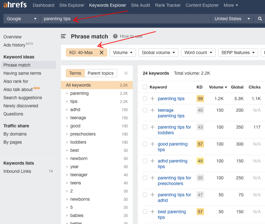 ahrefs keyword explorer keyword difficulty