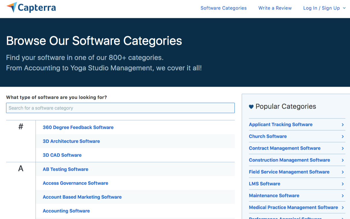 capterra browse categories