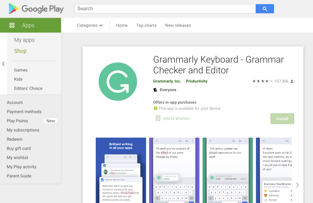 google play grammarly