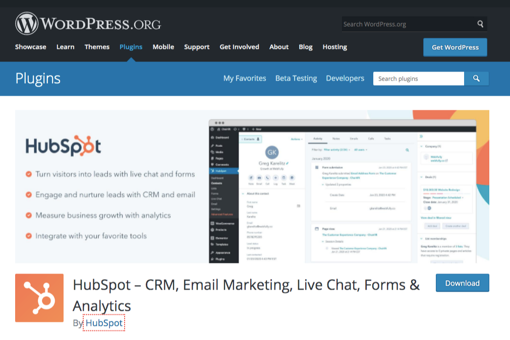 hubspot wordpress