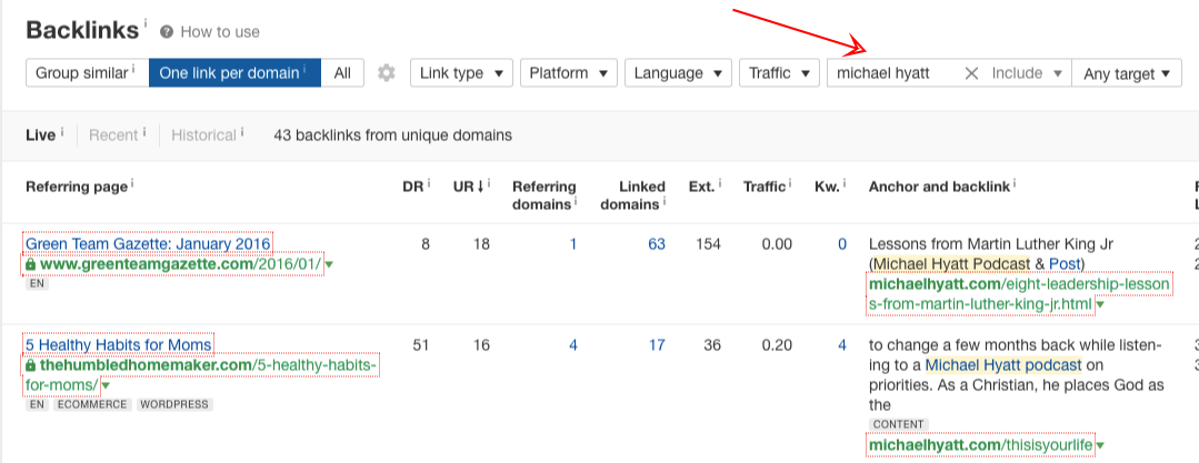 podcast link opportunities backlinks report