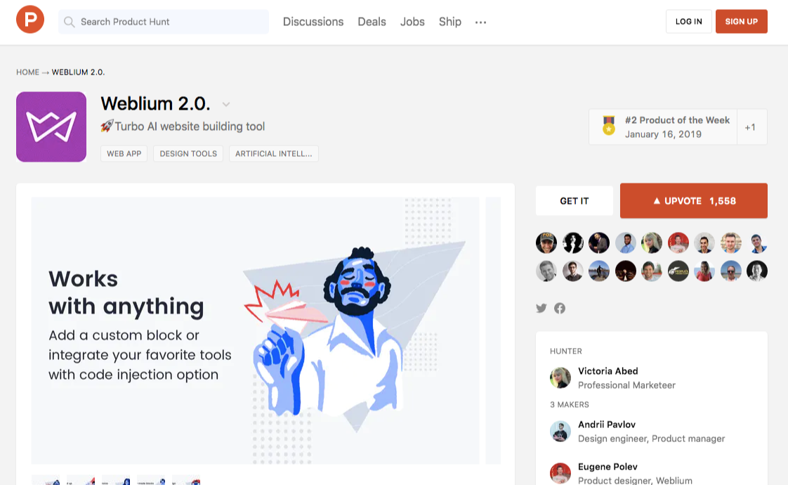 product hunt weblium