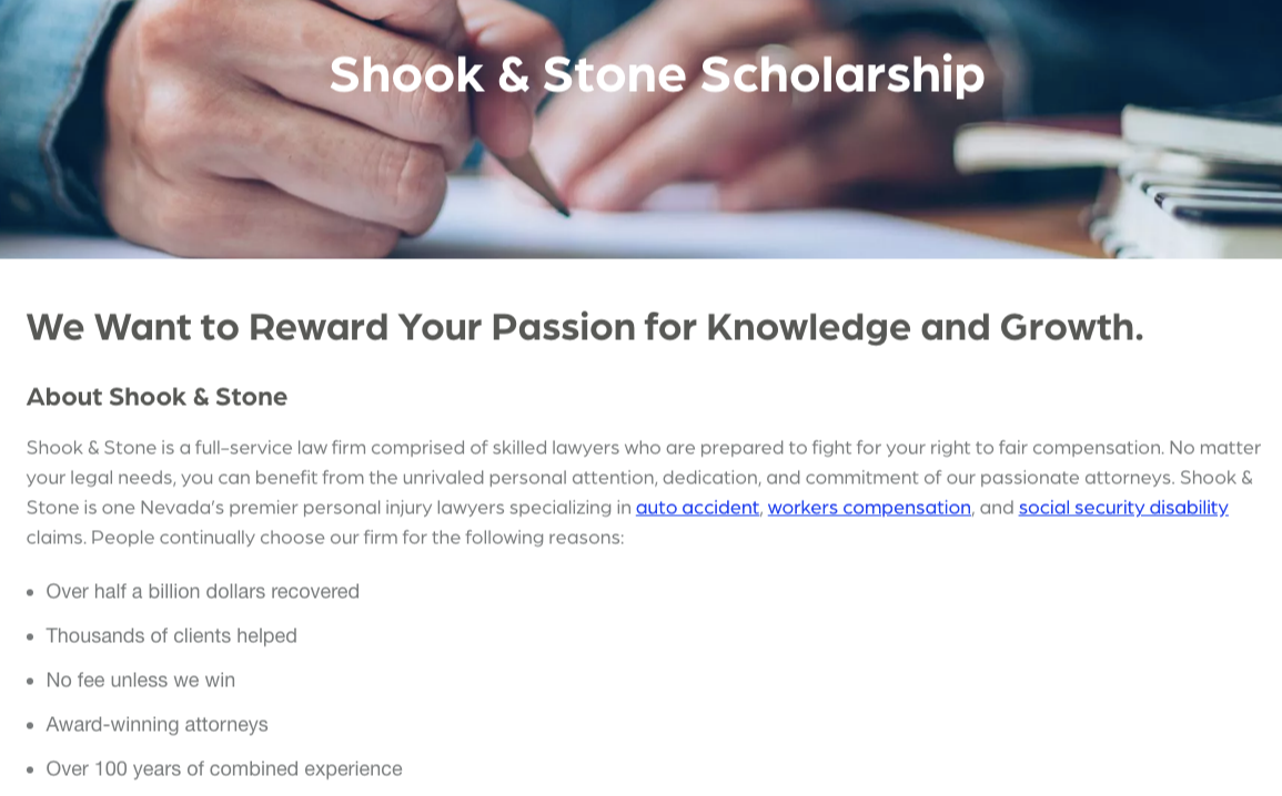 shook and stone scholarship