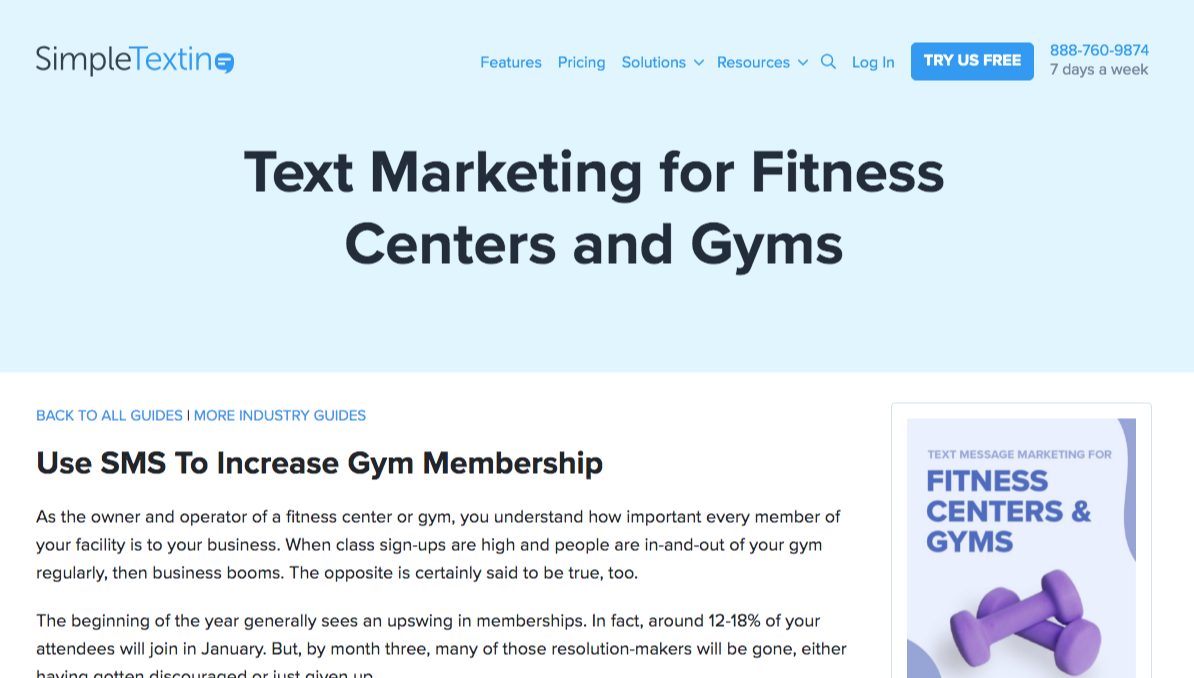 simpletexting fitness gyms