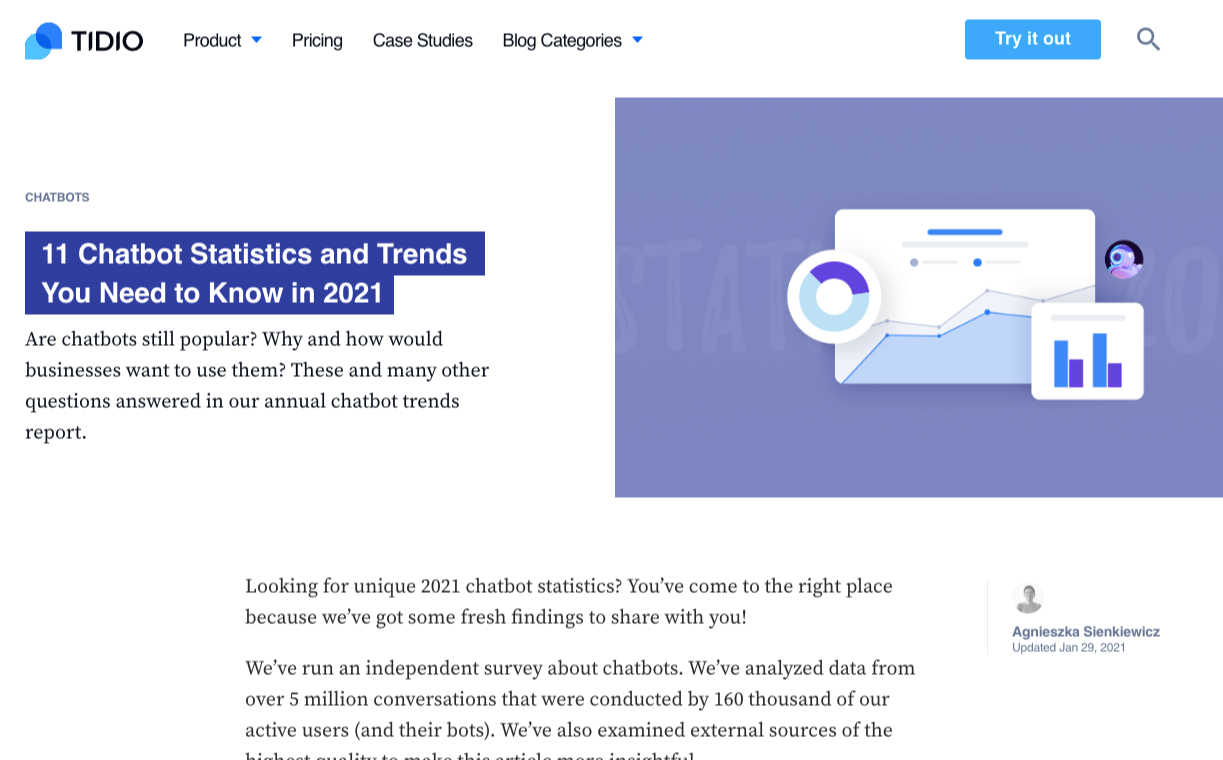 tidio chatbot statistics