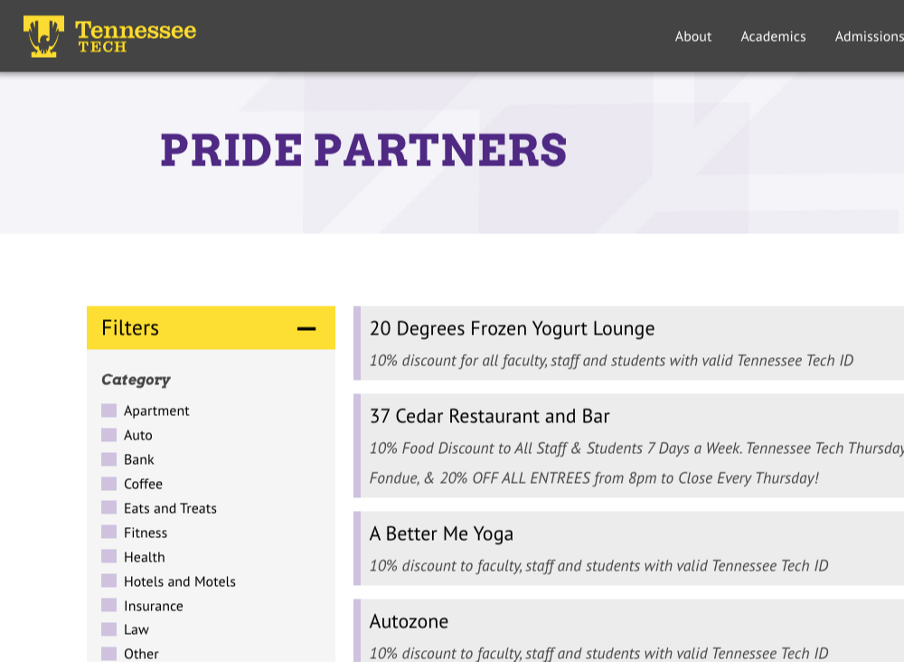 pride partners discount pages