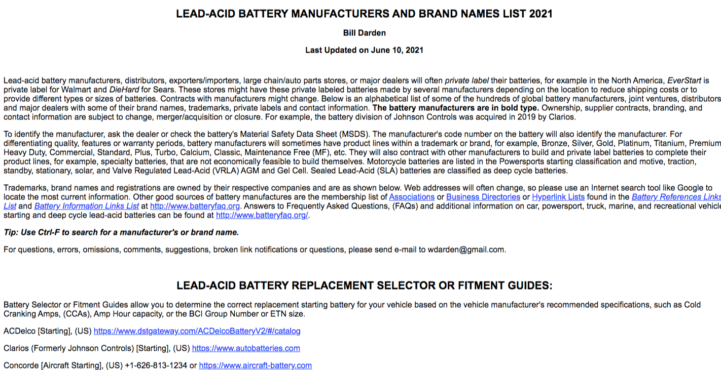 resource page batteries