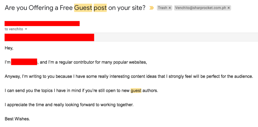 bad example email outreach