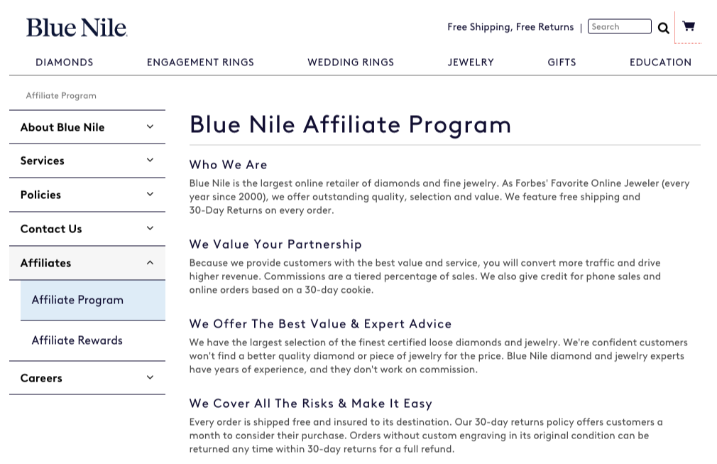 bluenile affiliate program