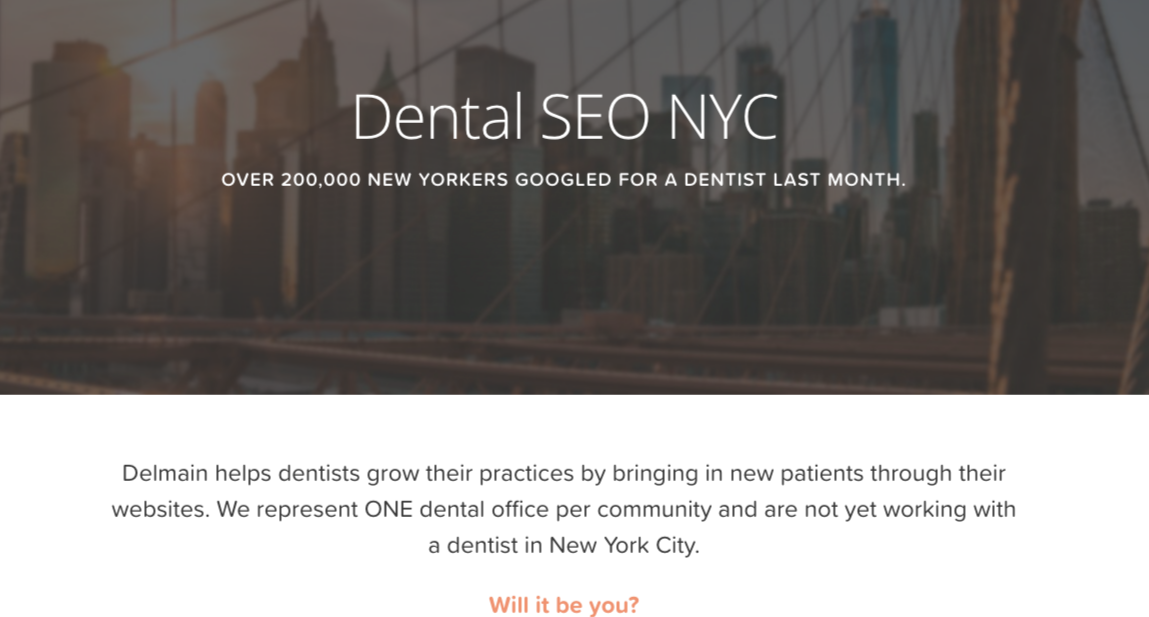 dental seo nyc landing page