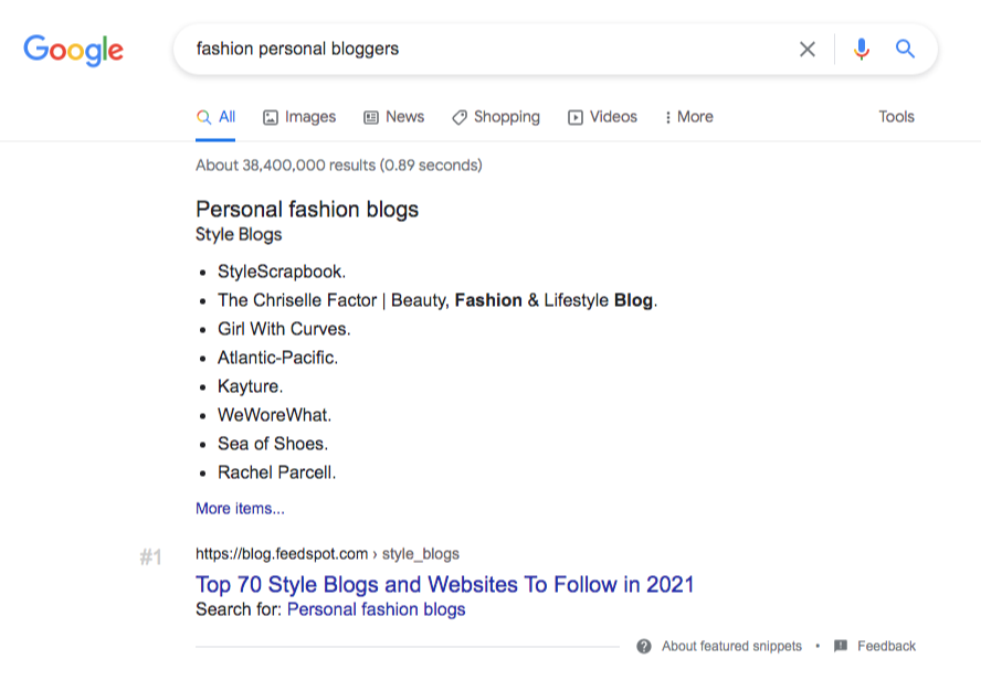 google search fashion bloggers