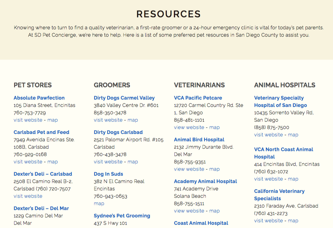 pet resources pages