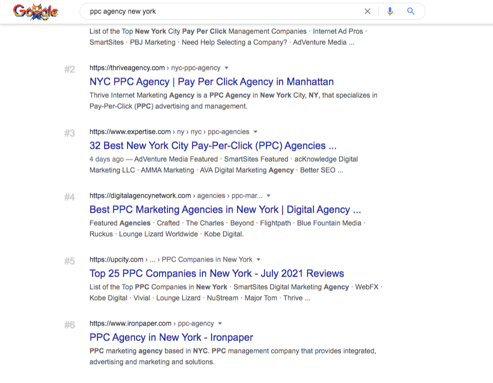 ppc agencies new york google search