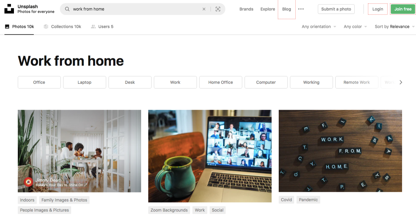 unsplash work from home