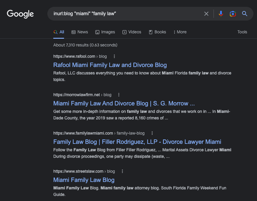 google search for miami family law blogs