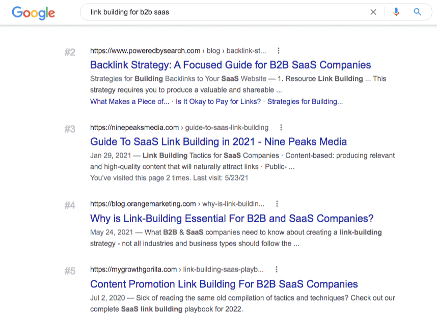 google search link building for b2b saas