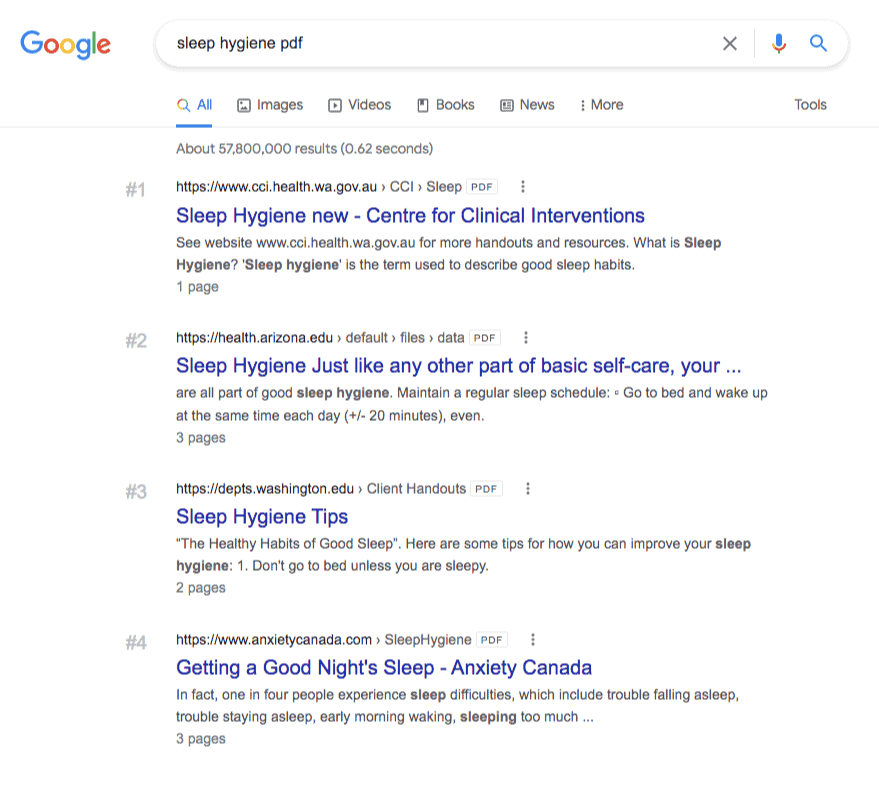 google search sleep hygiene pdf