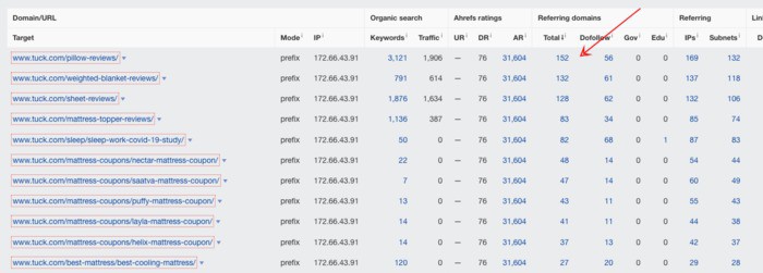 backlink audit batch analysis sorted by referring domains