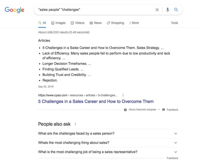 google search salespeople challenges