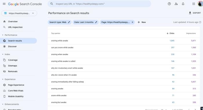 search console healthysleepy snoring