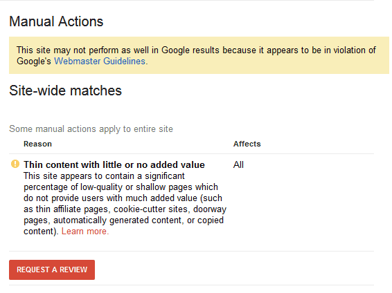 search console manual actions