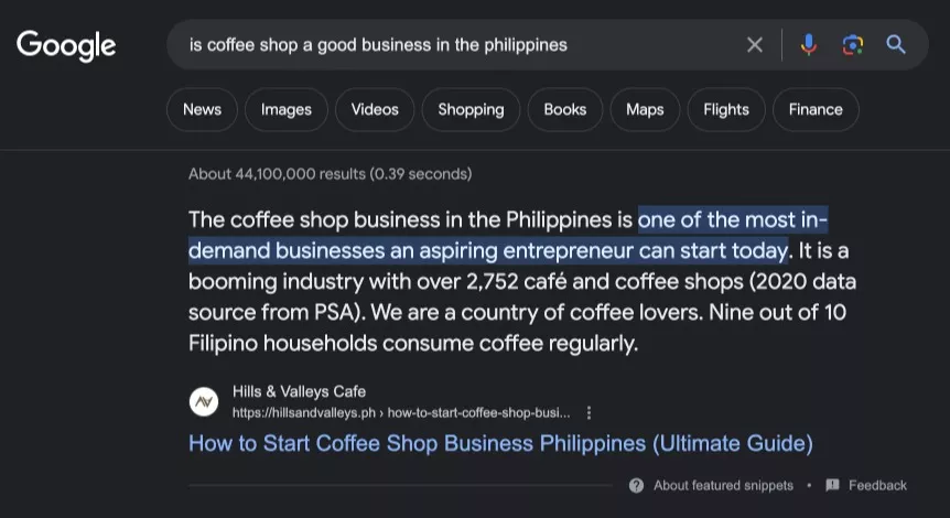 is coffee shop a good business in the philippines google search