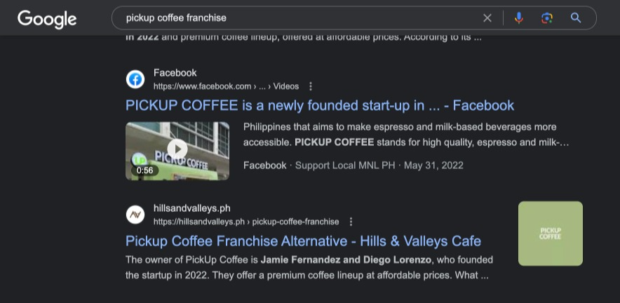 google pickup coffee franchise