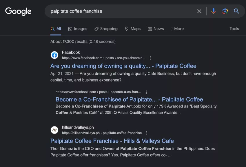 palpitate coffee franchise Google Search