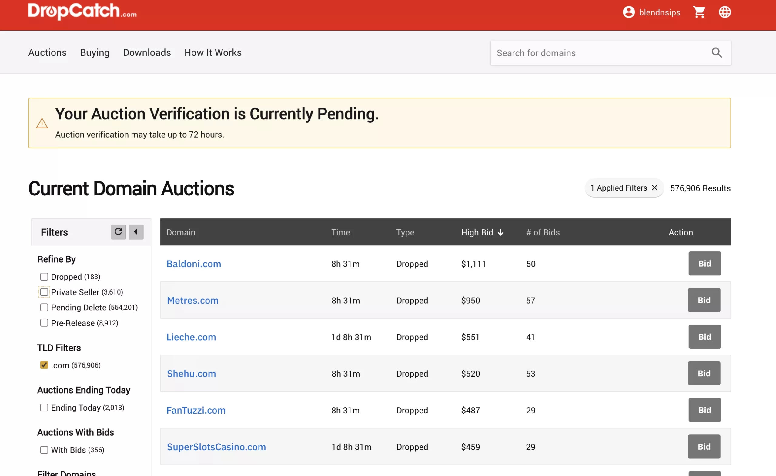 auction verification dropcatch
